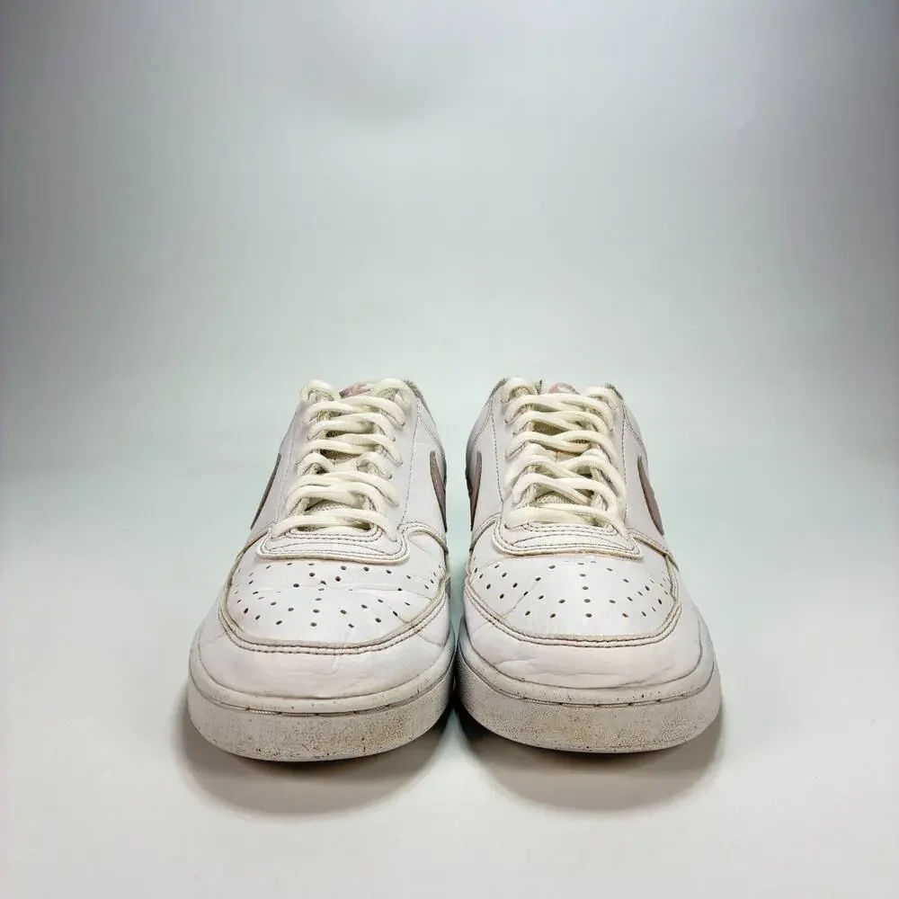 Nike Court Vision Low Next Nature White Pink Oxford Sneakers Shoes Womens Sz 8.5